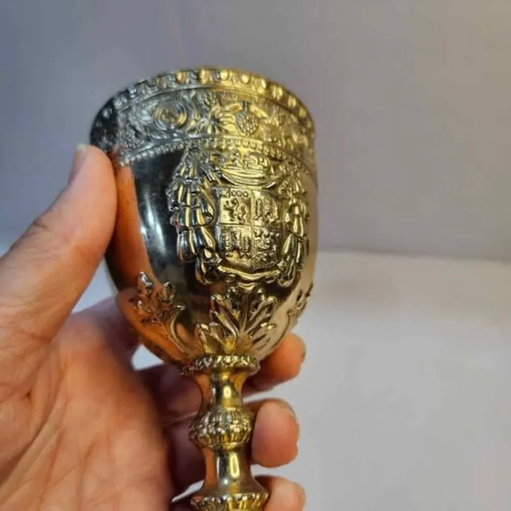 Vintage Silver-Plated Coat of Arms Goblet